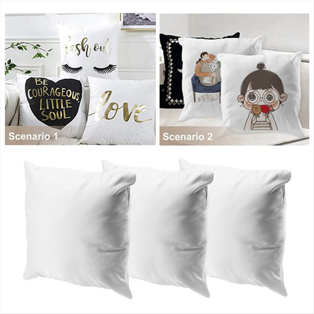Pillow Cover Sublimation - N14R トップ8個入り昇華ブランク枕カバー 16×16インチ クッションカバー DIY熱転写プレス用枕カバー
