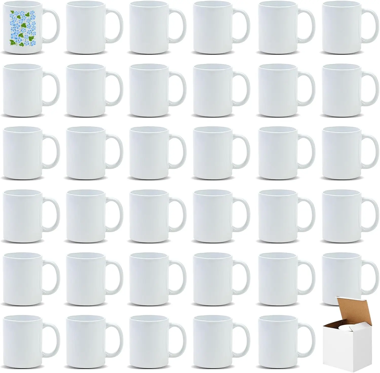 Sublimation Mug White - 昇華マグカップ 11オンス、昇華用ブランク品、セラミック製コーヒーマグカップ（バルク）、ギフト、パーティー、ビジネス用カップ、個別白箱、マイクロ