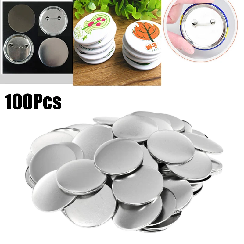 Button Badge Blank - 100個入り 無地バッジピンボタンメーカー部品 家庭用品 DIYアートクラフト材料 ボタン作成パーツ バッジセット
