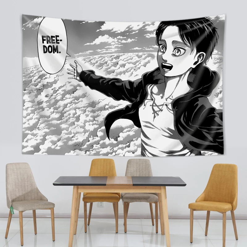 Canvas Wrap Ready - エレン・イェーガー自由マンガポスター壁アートかわいいアニメ進撃の巨人プリントキャンバスギャラリーラップすぐに掛けられる装飾タペストリー