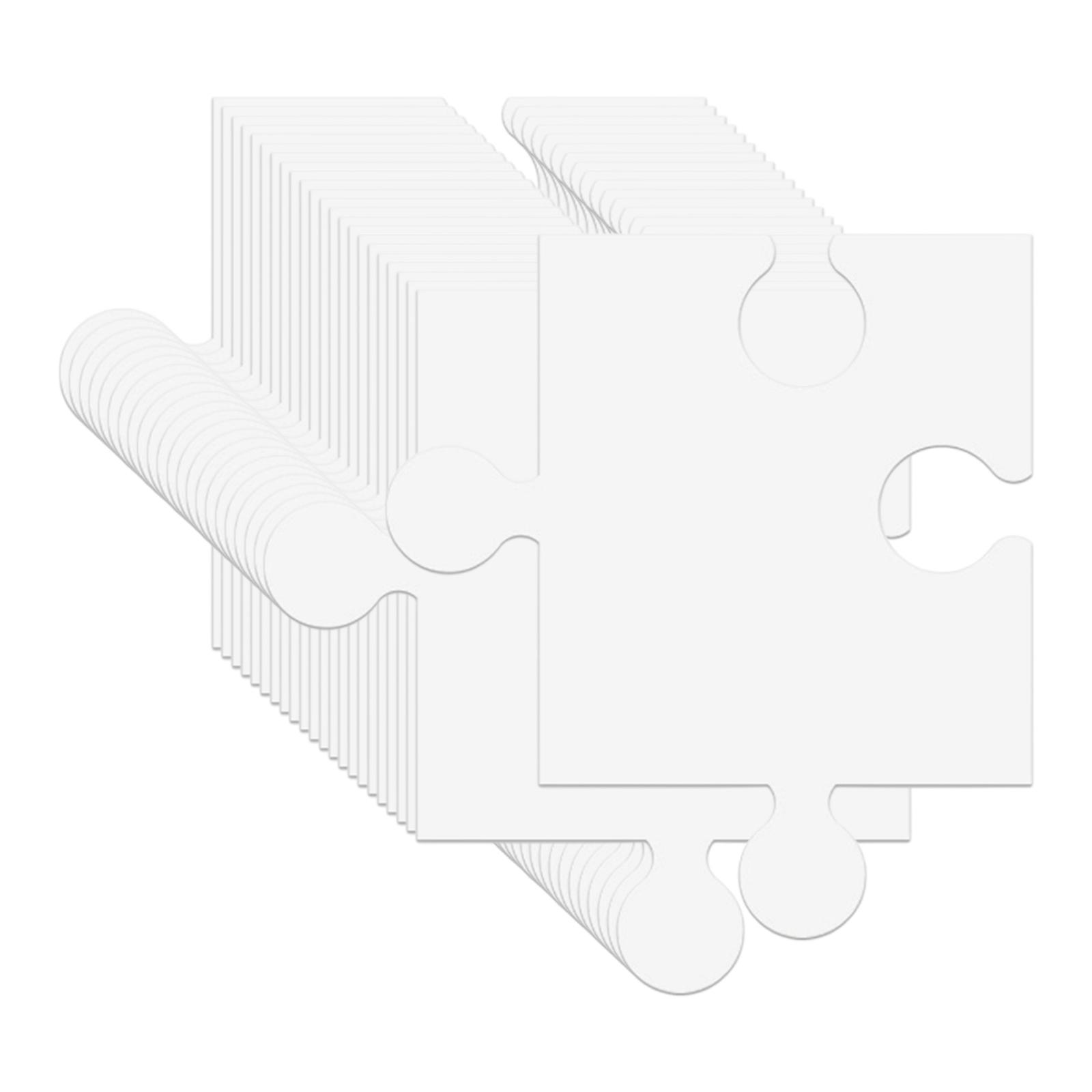 Puzzle Blank White - 24個の白い厚紙製ブランクジグソーパズルテンプレート、DIYアート作品用教育用