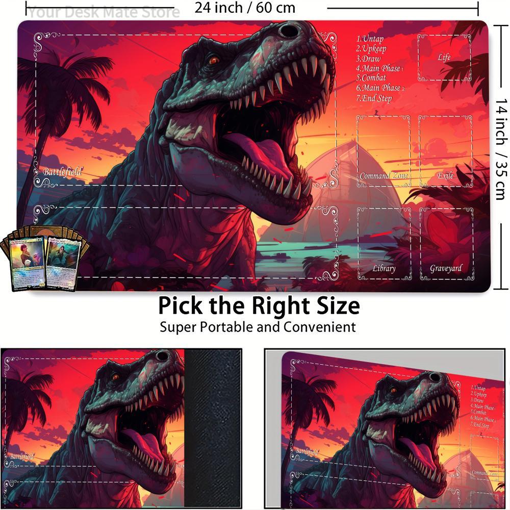 ネオン風恐竜テーマMTGプレイマット、縫い目のある滑り止め加 - Door Mat Blank のレビューと価格