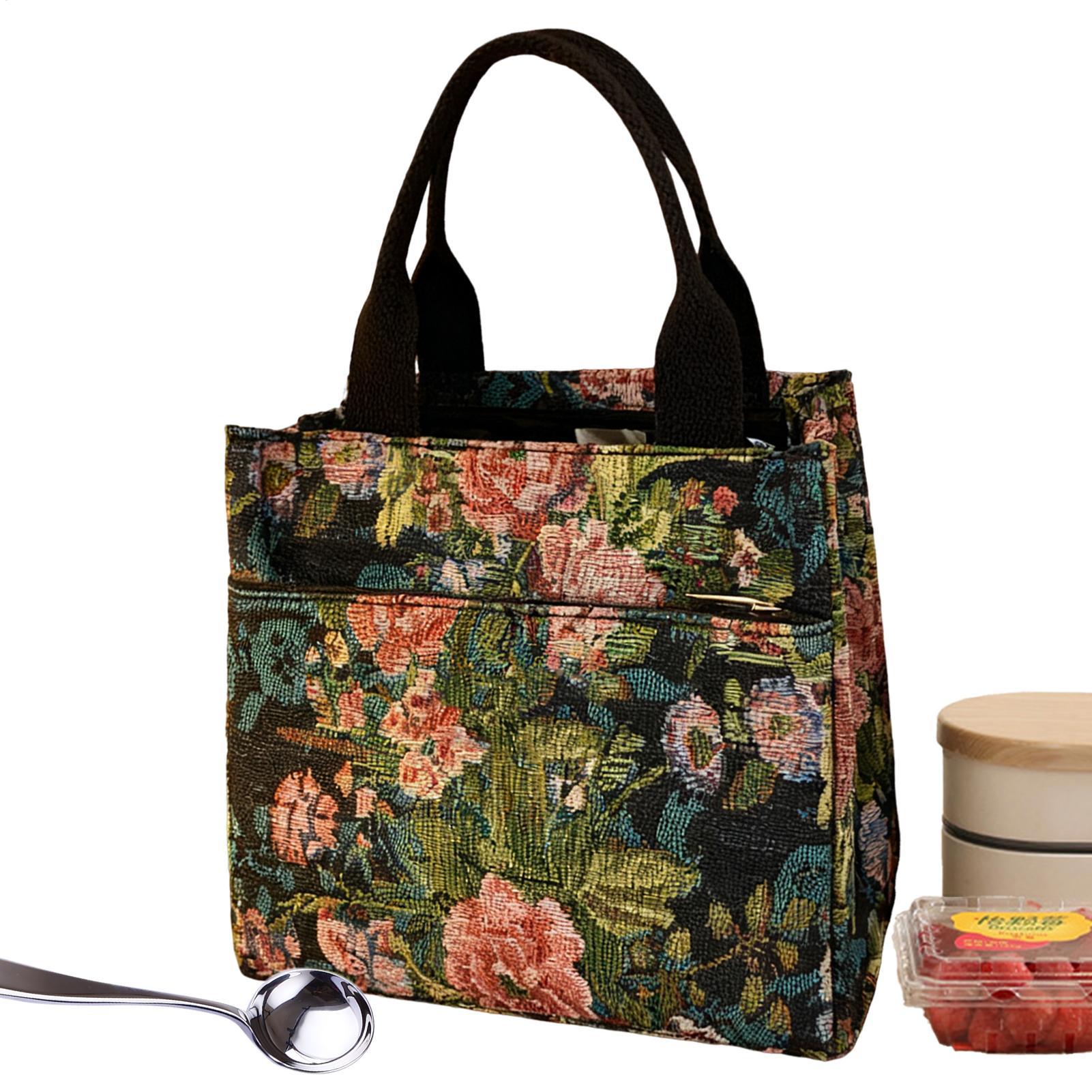 断熱ランチバッグ 花柄 防水 ホルダー ランチトートバッグ  - Tote Bag Sublimation のレビューと価格
