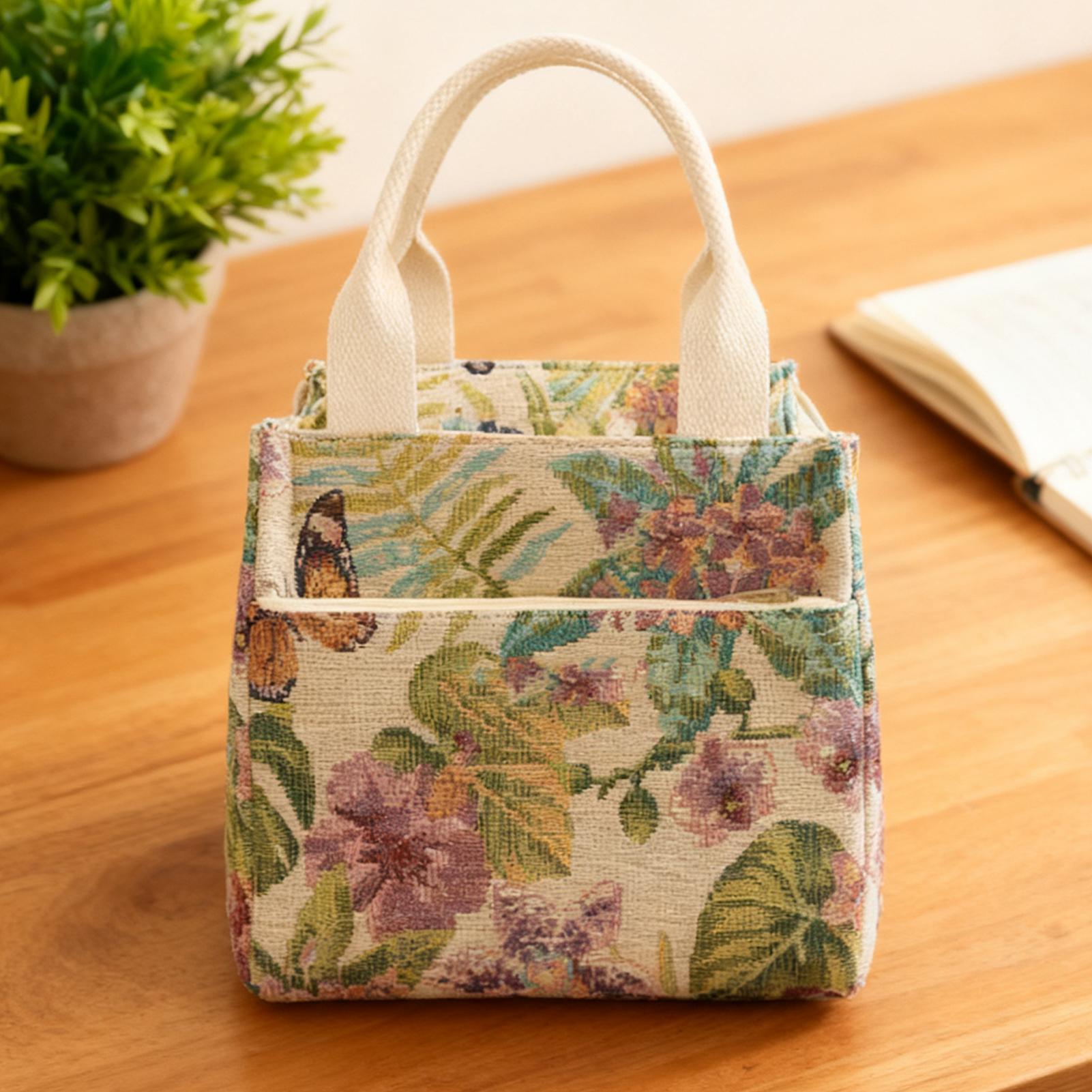 断熱ランチバッグ 花柄 防水 ホルダー ランチトートバッグ  - Tote Bag Sublimation のレビューと価格