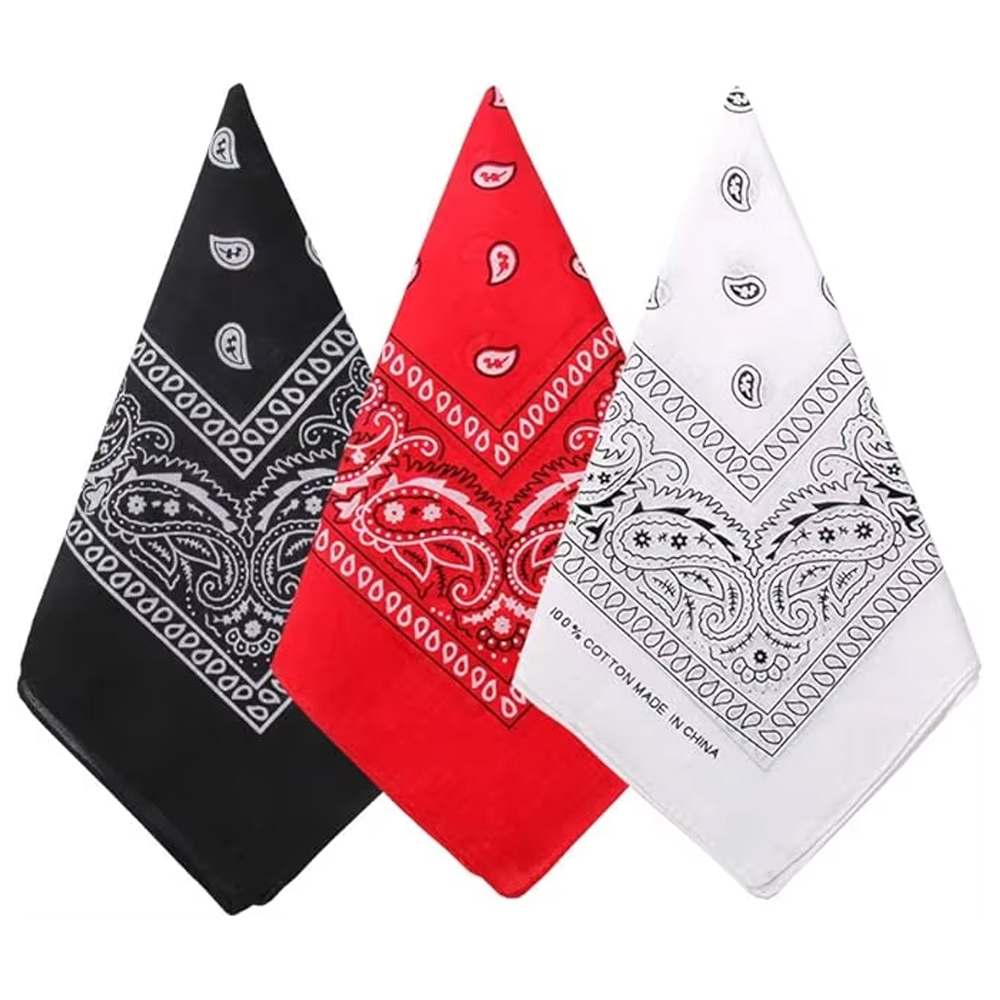 ヒップホップカウボーイペイズリースカーフ大バンダナヘッドスク - Bandana Blank White のレビューと価格