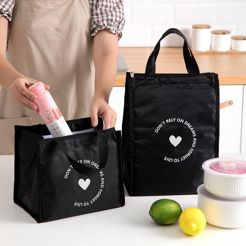 シンプルなスタイルのハート柄断熱ランチバッグ耐久性のある弁当 - Tote Bag Sublimation のレビューと価格