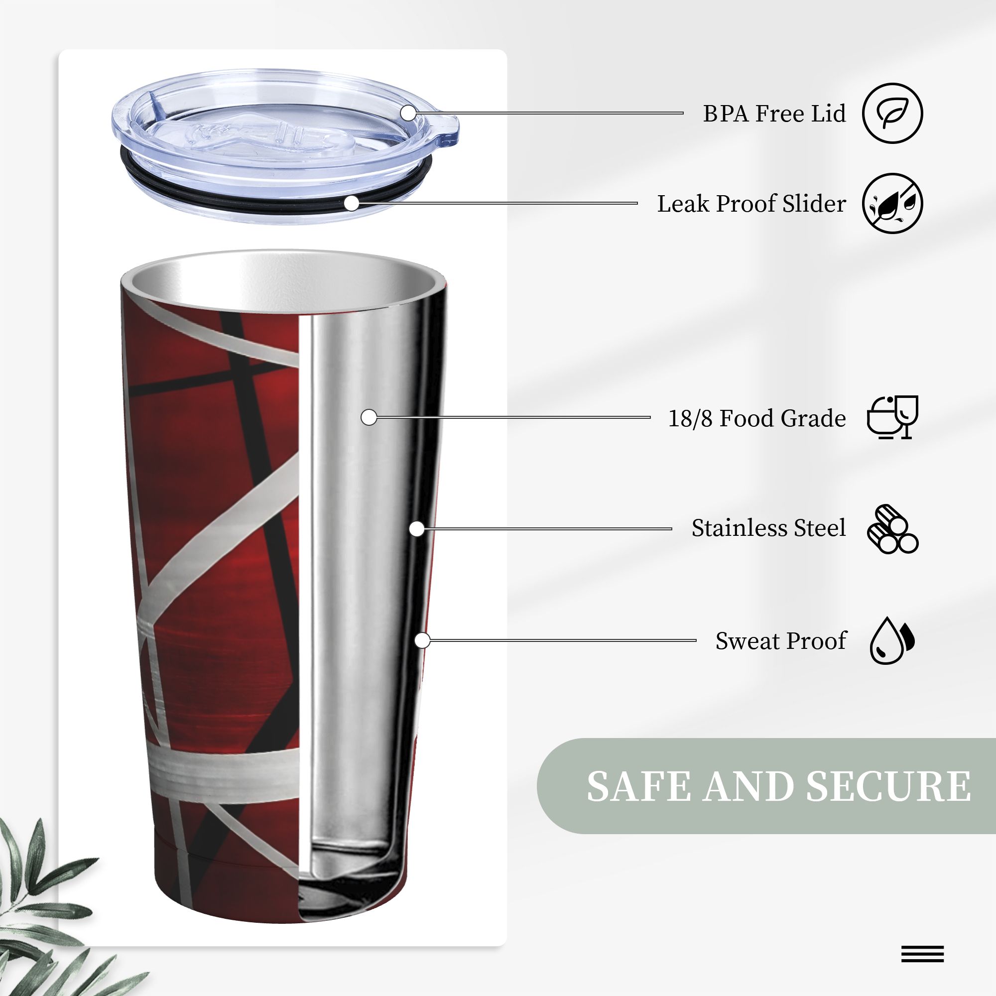 V-Van Halens レッドブラックホワイトタンブラー真 - Tumbler 20Oz White のレビューと価格