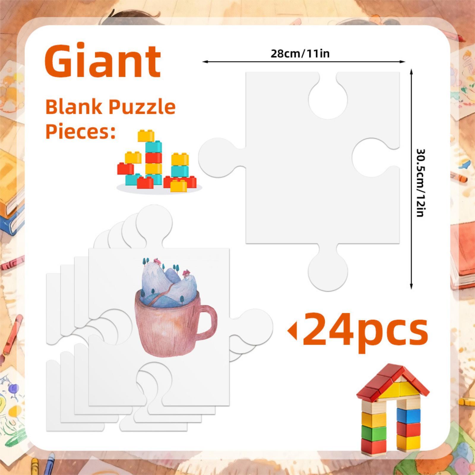 24個入り 白色厚紙製ブランクジグソーパズル 12.01イン - Puzzle Blank White のレビューと価格