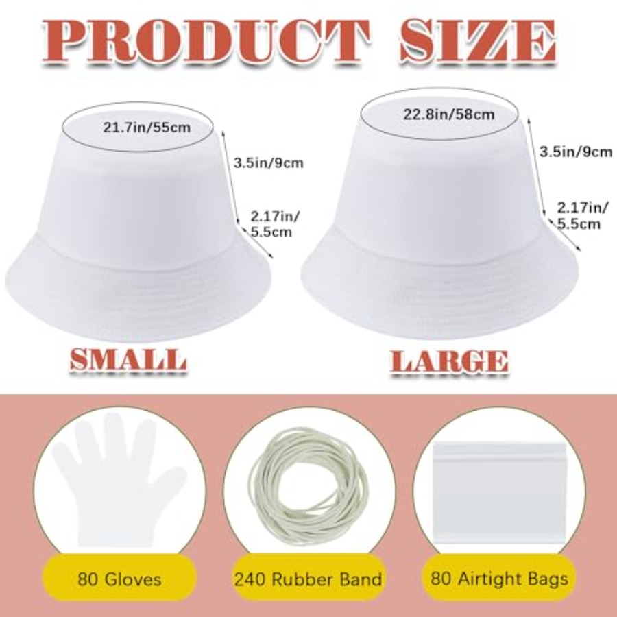 白い綿のバケットハット、タイダイ用の無地のサンハット、DIY - Hat Sublimation Blank のレビューと価格