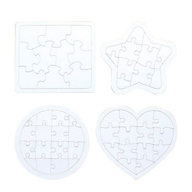 4 個のカラーリングブランクパズルセット子供用 DIY 紙ジ - Puzzle Blank White のレビューと価格