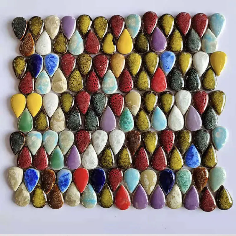 さまざまな色の楕円形のセラミックモザイクタイル、DIYモザイ - Ceramic Tile Blank のレビューと価格